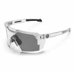 Clear Frame Wraparound Sport Sunglasses for Men and Women, Lightweight Outdoor Shield Shades with Smoke Lens, UV400 Protection for Cycling Driving Fishing Hiking Beach Travel, Z87 Safety Style Fashion Eyewear