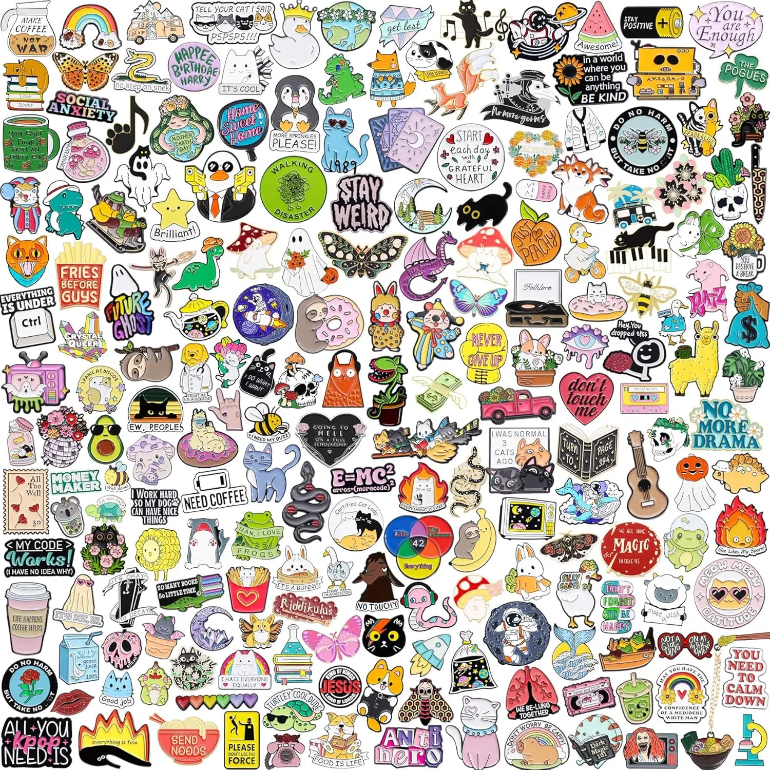 20/40/50 Count Cute Enamel Pins Bulk, Funny Backpack Pins Aesthetic Lapel Badge Pins Set Assorted Enamel Brooch Pins for Backpacks, Hats, Bags, Landyards