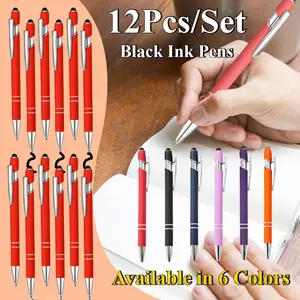 12 Pcs Black Ink Ballpoint Pen with Stylus Tip,1.0 mm Metal Pen Stylus Pen for Touch Screens,2 in 1 Thank You Pen Gift for Friends,Colleagues,Coworker,Office,Family,Computer&Office Equipment summervibes