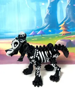 Posable Sugar Dog Skeleton Halloween Decoration Full Body Movable Joints Skeleton Animal for Indoor Outdoor Graveyard Party Haunted House Party Decor 6 Inches -AS-Dog-Cat Ornaments