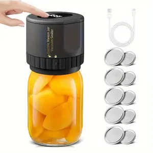 Electric Mason Jar Vacuum Sealer with One-Touch Operation – Heavy-Duty Food Preservation Jar Sealer Compatible with Wide Mouth and Regular Mouth Mason Jars