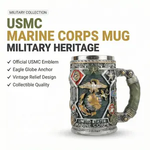 Marine Corps Military 3D Resin Coffee Mug Tribute Style Collectible Drinkware Gift for Marines Veterans Men Dad Husband Patriotic Military Theme Mug Perfect for Holidays Birthdays Special Occasions Desk Decor Great Valentine’s Day Gift for Men perfect cup
