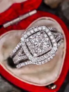 3 PC/Set Simple Square Zircon Rings For Women All-match Engagement Ring, Cluster Stone Engagement Ring, Jewelry for Party Daily Decor Accessories Anniversary Gift for Girlfriend