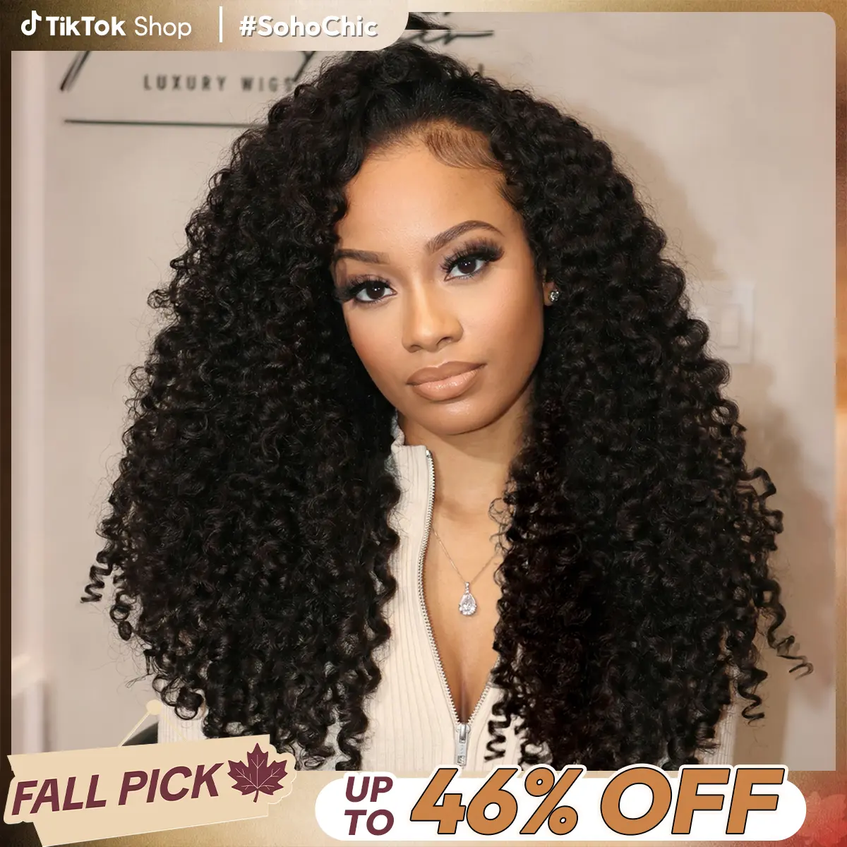 CurlyMe Half Wig Invisible Hairline 250%&300% Density Full Burmese Curly Human Hair Glueless Install Wear Go Half Wig No Lace Seamless Flip Over Wig With Drawstring Beginner Friendly #SohoChic #TikTokShopBackToSchool