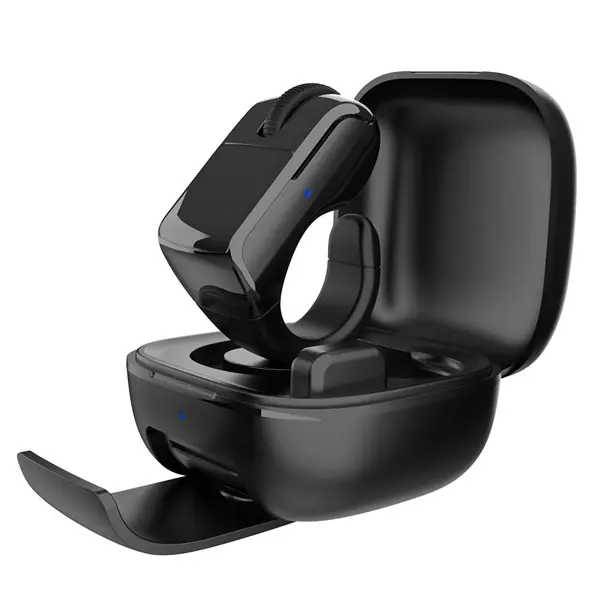 D06 Unisex Waterproof Wearable Rechargeable Digital Ring Mouse - Bluetooth/2.4G Wireless Air Mouse with TPU Touchpad, Smartphone Selfie Clicker, Remote Control, Cellphone Accessory for Content Creators (Mobile/Tablet/Computer Compatible)