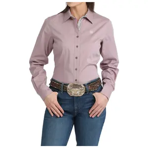MSW9165084 Cinch Women's Long Sleeve Micro Striped Button Up Western Shirt - Lilac
