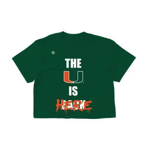 Miami Hurricanes U Is Here Crop T-Shirt
