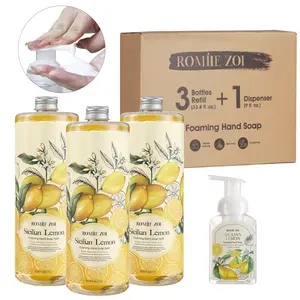 Foaming Hand Soap Refills, 3Pack with Reusable Pump Dispenser, Natural Lemon Scent,Gentle & Moisturizing, Cruelty-Free, Large Bulk Bottles for Kitchen & Bathroom - 1L/33.8oz (Pack of 3)