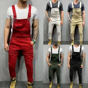 baggy sweatpants men  Men's Denim Dungaree Bib Overalls Jumpsuits Moto Biker Jeans Pants Trousers Plus Size Mens Casual Overalls