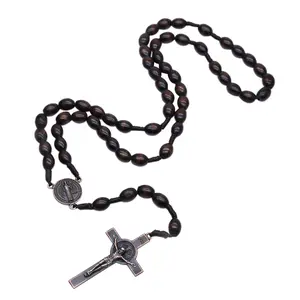 Wood Beads Chain for Cross Necklace Christian Religious Prayer Christmas Jewelry