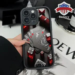 TPU Phone Case for iPhone 15 16 14 Pro Max 13 12 11 XR XS Plus E Deck of Playing Cards Pattern Drop Protection Shockproof Soft Silicone Smartphone Cover Casing