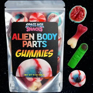 Alien Gummy Body Parts - Halloween Candy - 10 Ounces