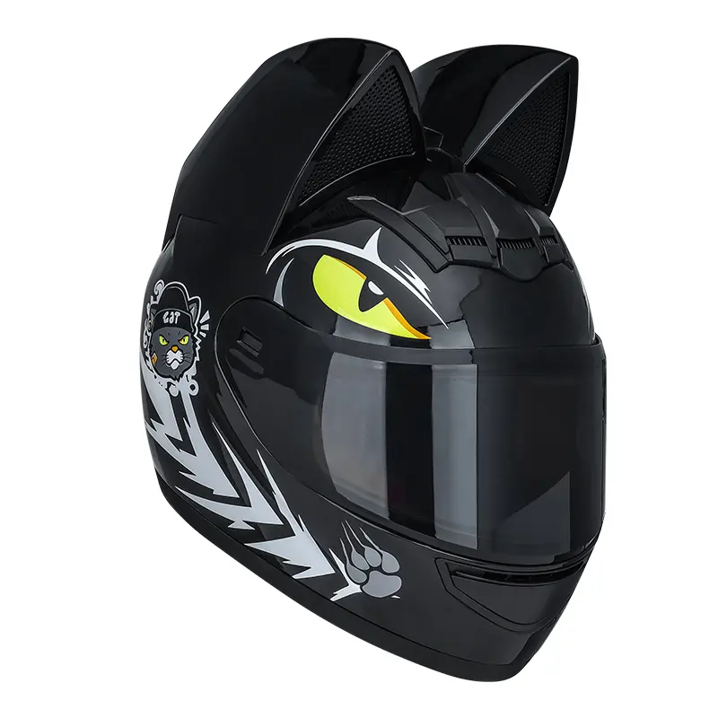 blue cat motorcycle helmet 2PCS Creative Motorcycle Electric Helmets Decoration Cartoon Cute Cat Ears  Motorbike Helmet Accessories Stickers Cosplay Styling