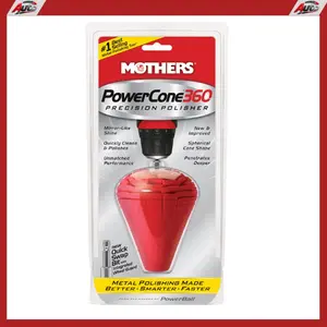 Mothers PowerCone 360, Polishing Tool with Quick Swap Bit — Patented Spherical Cone for Deep, Safe Metal Polishing in Hard-to-Reach Areas — Ideal for Wheels & Curved Surfaces (05146)