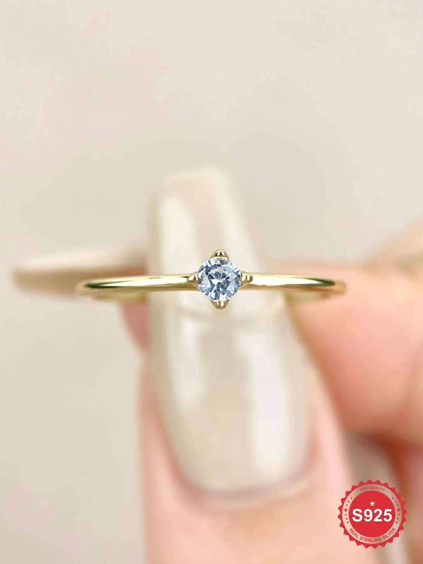 S925 Sterling Silver Minimalist Temperament Artificial Zircon Ring, Fashion Accessories for Women, Trendy All-match & Exquisite Jewelry for Birthday G