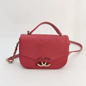 Pre-owned caviar Shoulder Bags CHANEL CC Mark CC coil Bag 2WAY Chain Shoulder Bag Leather Pink