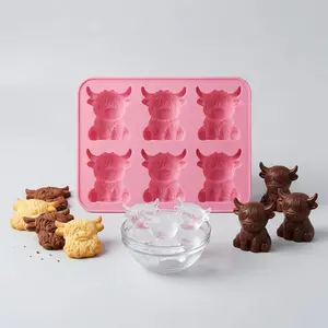 Cute Highland Cow Silicone Molds, Quick Freeze Ice Tray, Perfect Shape Ice Cubes, Suitable for Cookies, Chocolate, Fondant, DIY Home Use
