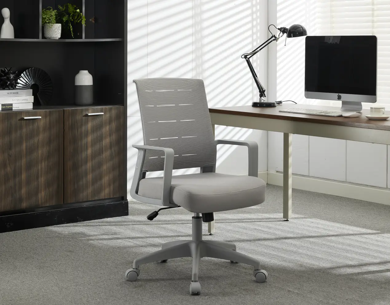 Ergonomic Office Chair with Lumbar Support, Mesh Back, Wheels, and Executive Rolling Swivel for Desk and Computer Use