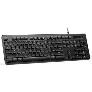 Wired Keyboard,Silent USB Keyboard for Office,Spill-Resistant,Slim Full-Size Membrane Layout,Plug and Play for PC/Laptop/-No Backlit