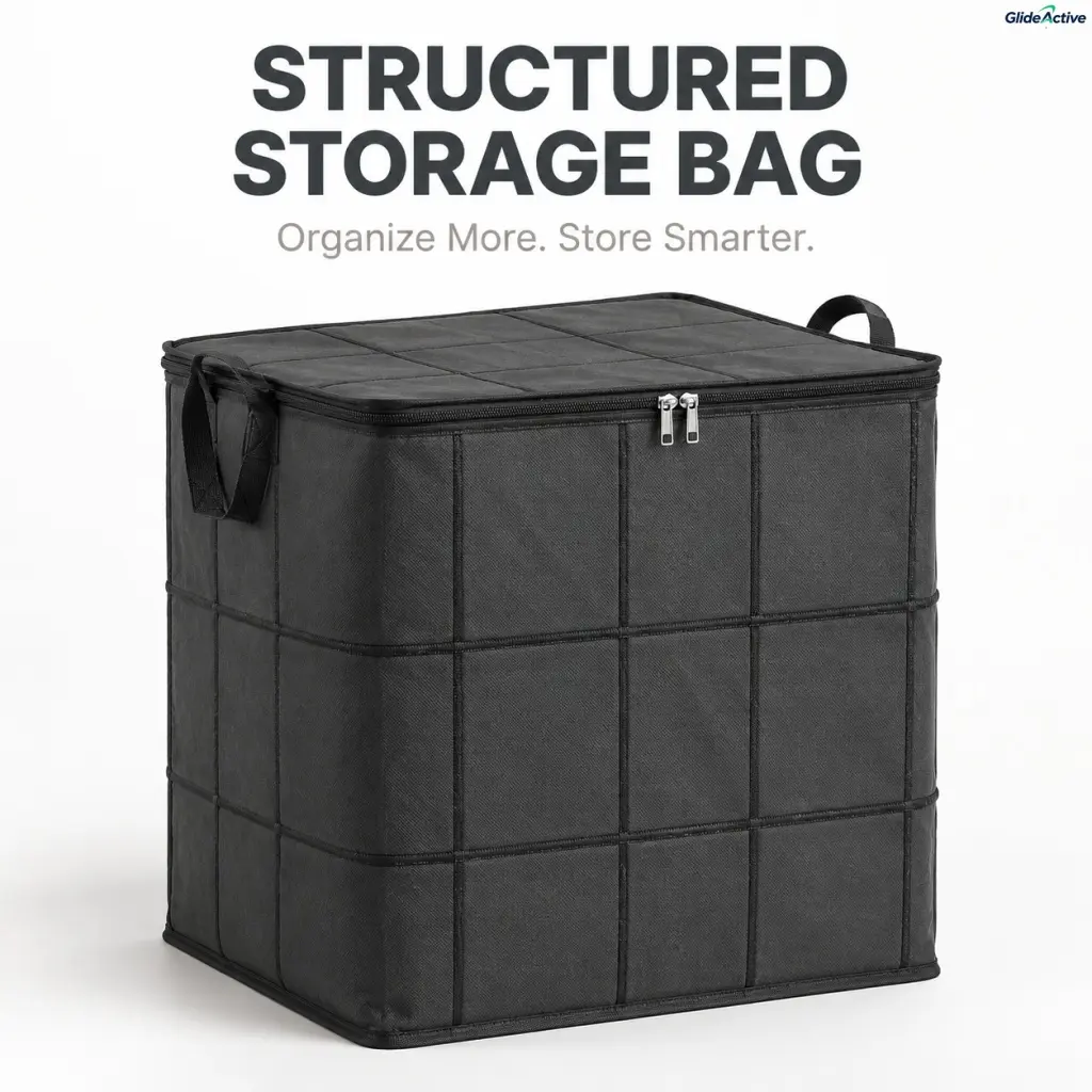 Storage Bag Space Saving, Large Capacity Structured Zippered, for College Dorm Closet Bedroom, Reinforced Handle Foldable Home Organizer