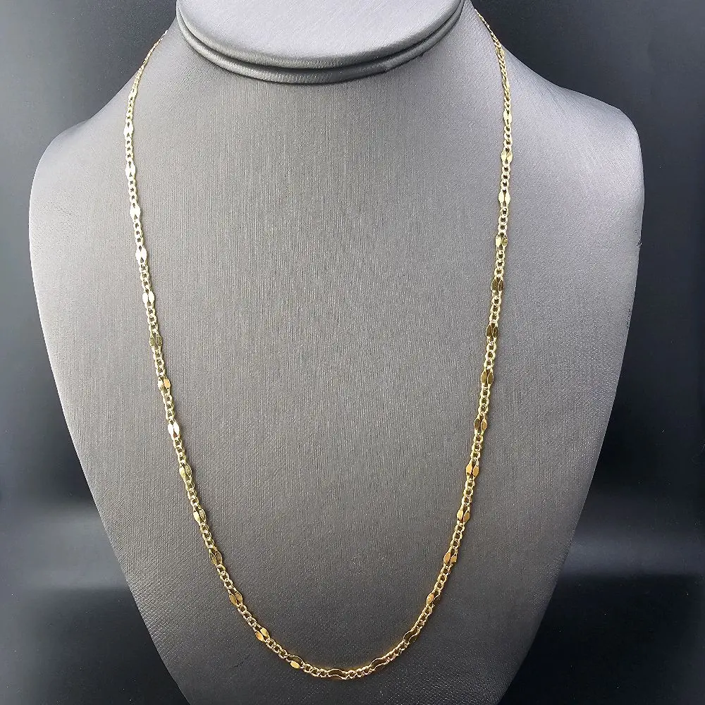 14K Gold Chain 22" Figaro Necklace for Men and Women