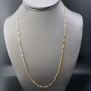14K Gold Chain 22" Figaro Necklace for Men and Women