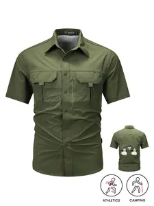 New Summer Men's Trendy Loose Fit Brand Short Sleeve T-Shirt, Embroidered Ice Silk Top, Collared Short Sleeve Shirt