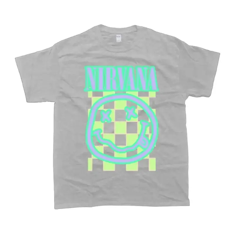 Women's Oversized Blue Nirvana Smiley Graphic T-Shirt - Cotton Vintage Top for Women, Men’s Shirt, Graphic T Shirts, Shirts For Women