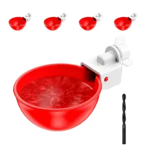 【Clearance Deal】Automatic Chicken Water Cups 5 Packs Large Leak-proof PVC Fitting for Poultry Duck Goose Turkey Quails Rabbits with Mounting Hole Opener DIY Feeder Kit Bowl