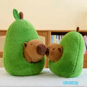 Avocado Capybara,Capybara Stuffed Animal, Capybara Plush, Capybara Toys with Turtle Backpack Plushies Hugging Gifts for Kids Brown Soft Green Cozy Vibrant