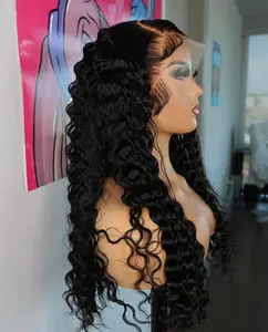 13X6 Deep Wave Lace Wig 14-40 Inch 180 Density Human Hair Curly Wigs Brazilian Virgin Hair For Women 13x6 Hd Transparent Lace Frontal Human Hair Wigs Natual Color Can Be Dyed SummerVibes