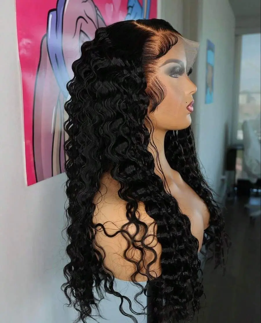 13X6 Deep Wave Lace Wig 14-40 Inch 180 Density Human Hair Curly Wigs Brazilian Virgin Hair For Women 13x6 Hd Transparent Lace Frontal Human Hair Wigs Natual Color Can Be Dyed SummerVibes