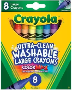 Crayola 523280 Ultra-Clean Washable Crayons, Large, 8 Colors/Box