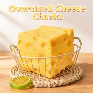 1pc Super Large Square Cheese Squeeze Toy, Rubber, Soft Slow Rebound Sensory Toy, Venting & Relaxing Stress Relief Desktop Gadget, Durable Design, A Must-Have Relaxation Tool for Adults, Ideal for Office Desk/Study