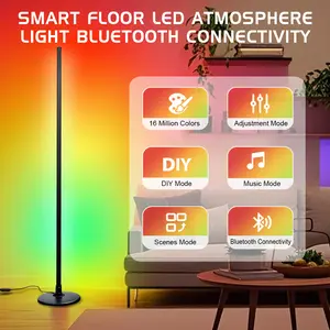 360° Smart RGB Corner Lamp with Music Sync & Timer | 16M Custom Colors, Dual Control Dimmable Floor Light for Living Room & Game Room