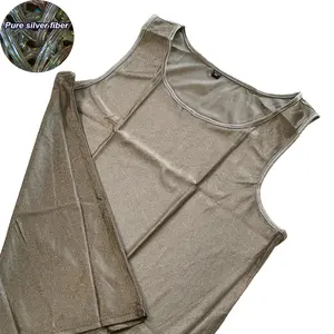 Conductive Silver Fiber Stretchy Sleeveless Shirt EMF/EMI/RF Blocking Faraday