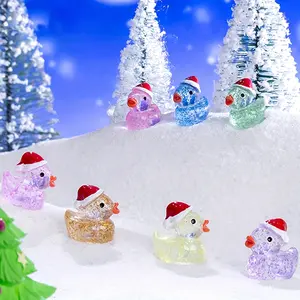 Christmas Mini Resin Ducks, Colorful Tiny Small Resin Ducks, Miniature Duck Figures Resin Ornament for Home Decor, Micro Garden, Aquarium, Xmas Craft, Party Favors