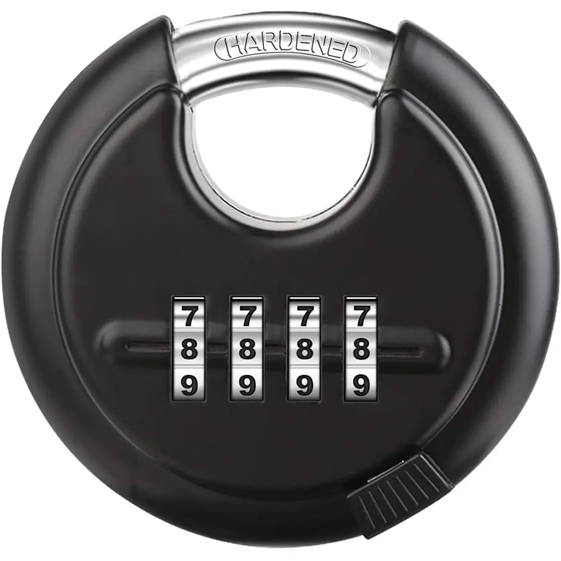 Combination Disc Padlocks for Outdoor - Heavy Duty 4 Digit Code Lock, Combo Discus Lock for Storage Unit,Gate,Fence,Traile(3/8-in Shackle,,Black)
