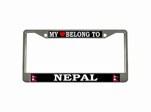 My Heart Belongs to  Nepal Country Flag Style Heavy Duty Metal License Plate Frame Personalise/Car Accessories Car Tag Holder Cover