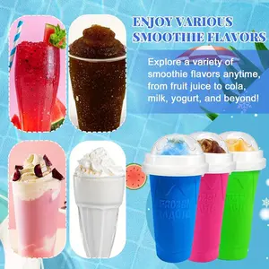 Silicone Ice Smoothie Cup, Back-To-School Essential, DIY Frozen Magic Squeeze Cup, Leak-Proof Straw Lid, Perfect for Juice, Milk, Yogurt, Ice Cream