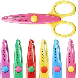 6pcs Craft Scissors Set, Decorative Edges for Scrapbooking & School Crafts, Fancy Scissors with Stamp, Zigzag, Castle, Scallop, Ripple Designs, Cutting Supplies