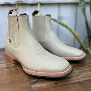 Men’s Hueso Nappa Leather Western Style Ankle Boot with Rubber Half Sole | Made in Mexico