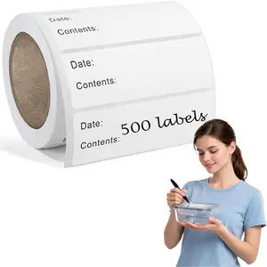 500 count  Labels, 1 x 3 Inch Removeable Freezer Labels, Water & Oil Resistant, No , Easy Peel Off,  Storage Labels for Freezer Bags, Jars, Containers & for Meal Prep,  for Kitchen