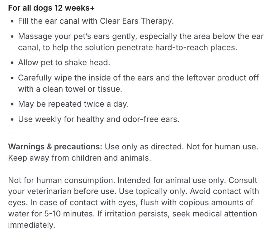 Clear Ears Therapy – Dog Ear Cleaner & Ear Wash
