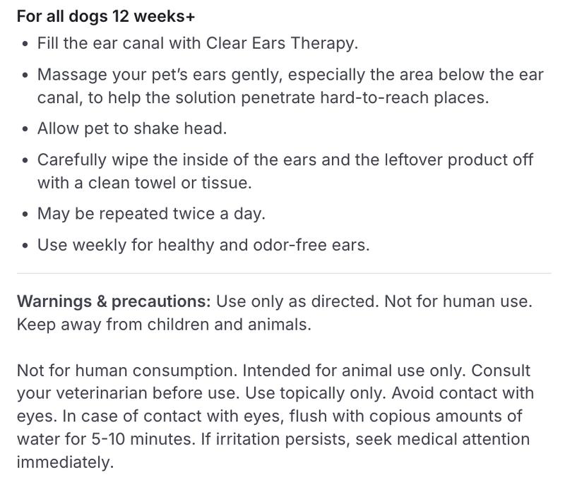 Clear Ears Therapy – Dog Ear Cleaner & Ear Wash