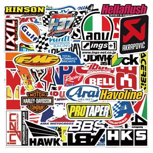 50pcs JDM Car Modification & Racing Brand Stickers Pack, Waterproof Motorcycle & Auto Logo Decals for Helmet, Laptop, Car Window & Tool Box, Tuner Gift
