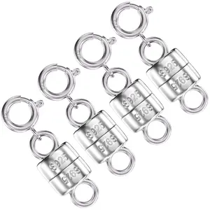 925 sterling silver magnetic necklace buckle and closure, magnetic buckle extension link for jewelry making supplies and small necklace bracelets