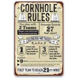 Cornhole Rules - Metal Sign