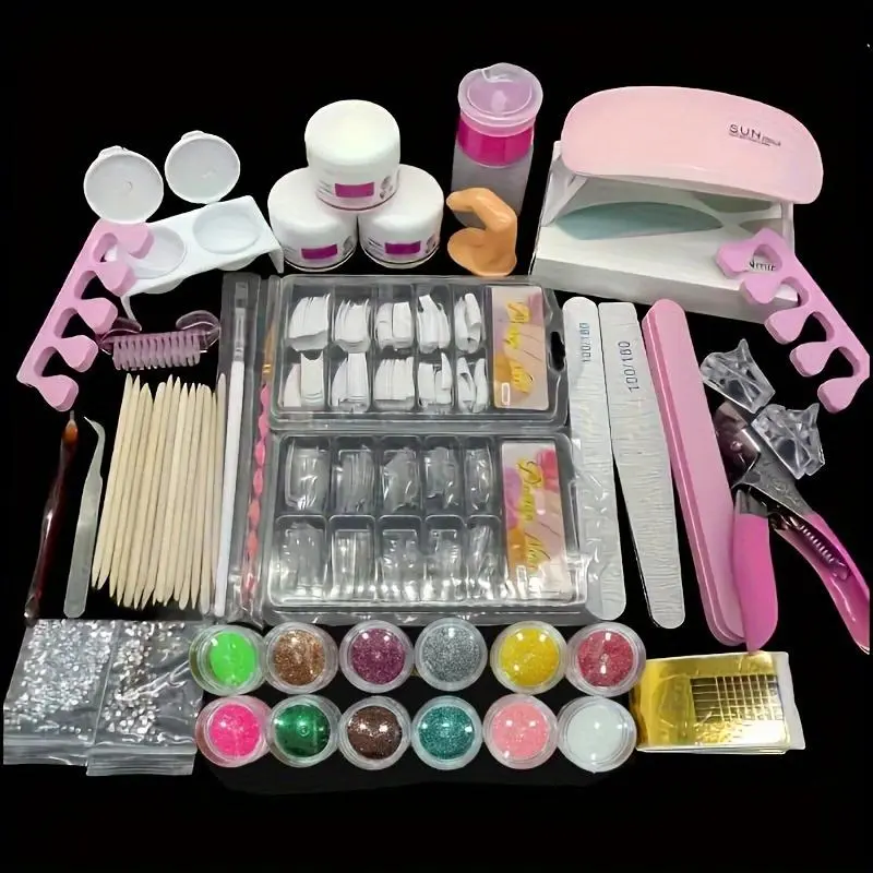 Acrylic Nail Aer Powder & Nail Polish Curing Lamps & Accessories, 1 Set Professional Nail Art Set for Beginners, Nail Art Tools for Women, Acrylic Nails Kit, Nail Art Kits