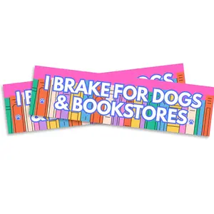 I Brake for Dogs and Bookstores Sticker - Funny Bumper Sticker for Cars, Trucks, or Toolboxes - Waterproof & UV Resistant - 10 Inches Long - Two Pack - PLB0013